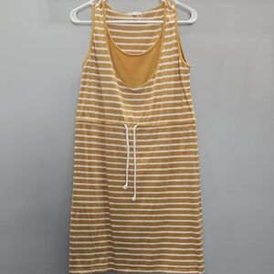 Yellow and White Striped Sleeveless Dress